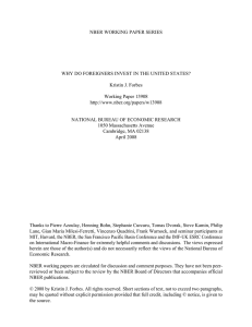 NBER WORKING PAPER SERIES Kristin J. Forbes Working Paper 13908