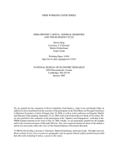 NBER WORKING PAPER SERIES FIRM-SPECIFIC CAPITAL, NOMINAL RIGIDITIES AND THE BUSINESS CYCLE