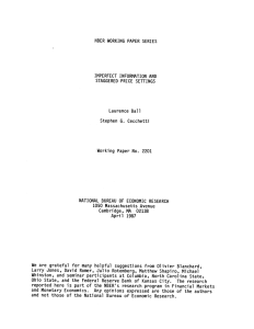 NBER WORKING PAPER SERIES IMPERFECT INFORMATION AND STAGGERED PRICE SETTINGS Stephen G. Cecchetti