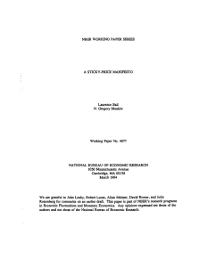 NBER WORKING PAPER SERIES Laurence Ball N. thegory Manldw Working Paper No. 4677