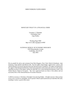 NBER WORKING PAPER SERIES MONETARY POLICY IN A FINANCIAL CRISIS Christopher Gust
