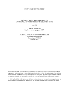 NBER WORKING PAPER SERIES TRENDS IN HOURS, BALANCED GROWTH,