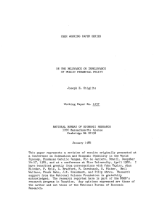 NBER WORKING PAPER SERIES ON THE IRRELEVANCE OF PUBLIC FINANCIAL POLICY