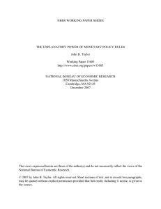 NBER WORKING PAPER SERIES THE EXPLANATORY POWER OF MONETARY POLICY RULES