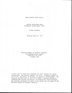 NBER WORKINO PAPER SERIES TESTING DEVIATTONS FROM Joshua Aizenman Working Paper No 1475