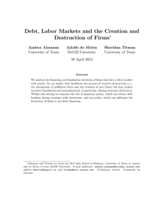 Debt, Labor Markets and the Creation and Destruction of Firms