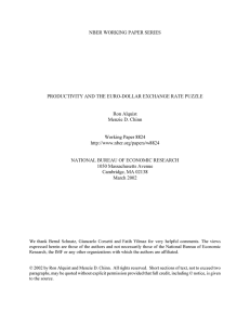 NBER WORKING PAPER SERIES PRODUCTIVITY AND THE EURO-DOLLAR EXCHANGE RATE PUZZLE