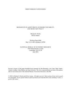 NBER WORKING PAPER SERIES BOOM-BUSTS IN ASSET PRICES, ECONOMIC INSTABILITY,