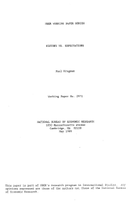 NBER WORKING PAPER SERIES HISTORY VS. EXPECTATIONS Paul Krugman Working Paper No. 2971