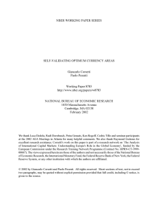 NBER WORKING PAPER SERIES SELF-VALIDATING OPTIMUM CURRENCY AREAS Giancarlo Corsetti Paolo Pesenti