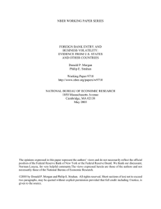 NBER WORKING PAPER SERIES FOREIGN BANK ENTRY AND BUSINESS VOLATILITY:
