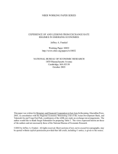 NBER WORKING PAPER SERIES EXPERIENCE OF AND LESSONS FROM EXCHANGE RATE