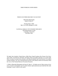 NBER WORKING PAPER SERIES WHICH COUNTRIES BECOME TAX HAVENS? Dhammika Dharmapala