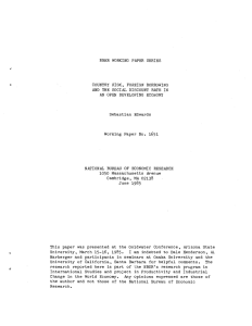 NBER WORKING PAPER SERIES COUNTRY RISK, FOREIGN BORROWING AND SOCIAL DISCOUNT RATE IN