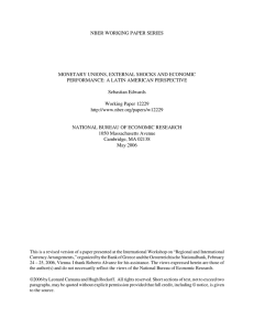 NBER WORKING PAPER SERIES MONETARY UNIONS, EXTERNAL SHOCKS AND ECONOMIC