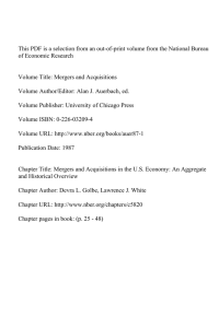 This PDF is a selection from an out-of-print volume from... of Economic Research Volume Title: Mergers and Acquisitions
