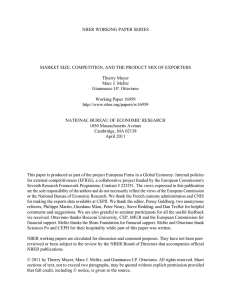 NBER WORKING PAPER SERIES Thierry Mayer Marc J. Melitz