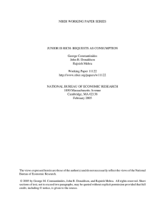 NBER WORKING PAPER SERIES JUNIOR IS RICH: BEQUESTS AS CONSUMPTION George Constantinides