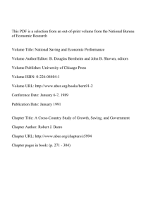 This PDF is a selection from an out-of-print volume from... of Economic Research Volume Title: National Saving and Economic Performance