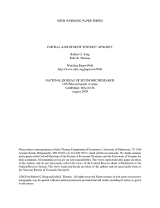 NBER WORKING PAPER SERIES PARTIAL ADJUSTMENT WITHOUT APOLOGY Robert G. King