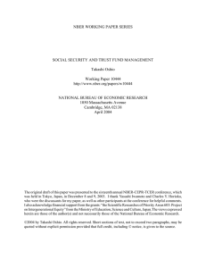 NBER WORKING PAPER SERIES SOCIAL SECURITY AND TRUST FUND MANAGEMENT Takashi Oshio