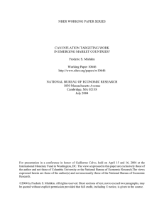 NBER WORKING PAPER SERIES CAN INFLATION TARGETING WORK IN EMERGING MARKET COUNTRIES?