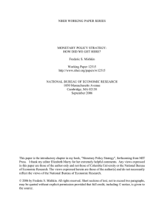 NBER WORKING PAPER SERIES MONETARY POLICY STRATEGY: HOW DID WE GET HERE?