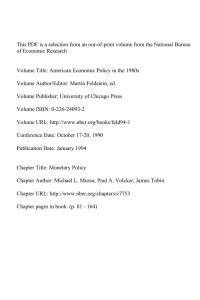 This PDF is a selection from an out-of-print volume from... of Economic Research Volume Title: American Economic Policy in the 1980s