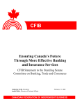 CFIB Ensuring Canada’s Future Through More Effective Banking and Insurance Services