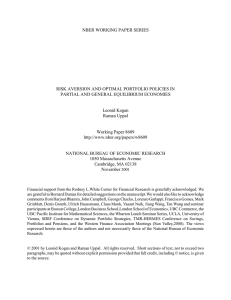 NBER WORKING PAPER SERIES RISK AVERSION AND OPTIMAL PORTFOLIO POLICIES IN