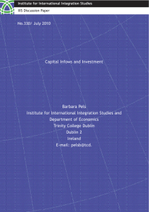 Capital Infows and Investment Barbara Pels Institute for International Integration Studies and