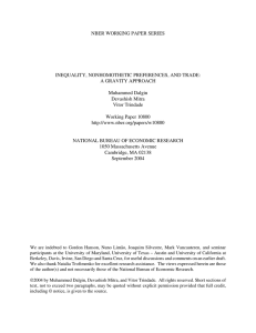 NBER WORKING PAPER SERIES INEQUALITY, NONHOMOTHETIC PREFERENCES, AND TRADE: A GRAVITY APPROACH