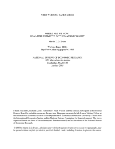 NBER WORKING PAPER SERIES WHERE ARE WE NOW? Martin D.D. Evans