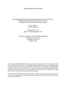 NBER WORKING PAPER SERIES THE INTEGRATION OF THE CANADIAN PRODUCTIVITY ACCOUNTS