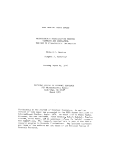 NBER WORKING PAPER SERIES MACROECONOMIC STABILIZATION THROUGH TAXATION AND