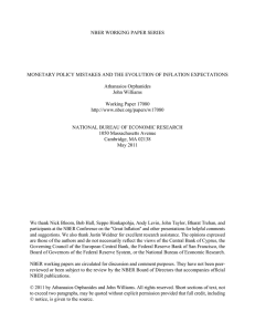NBER WORKING PAPER SERIES Athanasios Orphanides