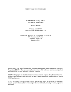 NBER WORKING PAPER SERIES INTERNATIONAL LIQUIDITY: THE FISCAL DIMENSION Maurice Obstfeld