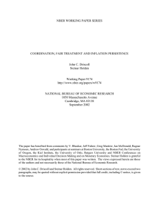 NBER WORKING PAPER SERIES COORDINATION, FAIR TREATMENT AND INFLATION PERSISTENCE Steinar Holden