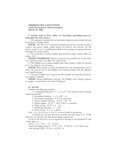 PROBLEM SET 3 SOLUTIONS 14.02 Introductory Macroeconomics March 16, 2005