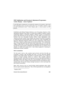 IMF Stabilisation and Structural Adjustment Programmes Colette Murphy – Junior Sophister