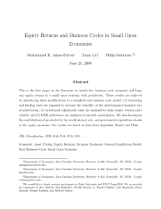 Equity Returns and Business Cycles in Small Open Economies Mohammad R. Jahan-Parvar