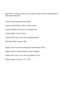 This PDF is a selection from an out-of-print volume from... of Economic Research Volume Title: Monetary Policy Rules