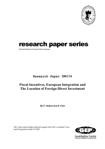research paper series Fiscal Incentives, European Integration and