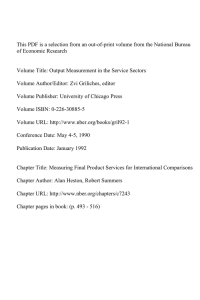 This PDF is a selection from an out-of-print volume from... of Economic Research Volume Title: Output Measurement in the Service Sectors