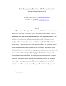 1  Shadow Economy and the Related Issues of Tax Evasion: ... Analysis among Canadian Workers