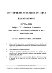 INSTITUTE OF ACTUARIES OF INDIA EXAMINATIONS 26 May 2014