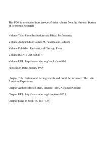 This PDF is a selection from an out-of-print volume from... of Economic Research Volume Title: Fiscal Institutions and Fiscal Performance