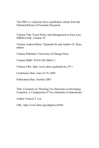 This PDF is a selection from a published volume from... National Bureau of Economic Research