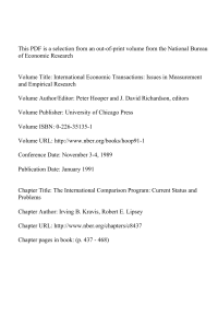 This PDF is a selection from an out-of-print volume from... of Economic Research Volume Title: International Economic Transactions: Issues in Measurement