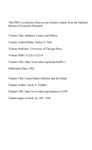 This PDF is a selection from an out-of-print volume from... Bureau of Economic Research Volume Title: Inflation: Causes and Effects